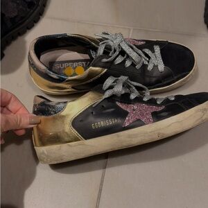 Golden Goose Superstar Sneakers with Pink Glitter Star size 37 authentic